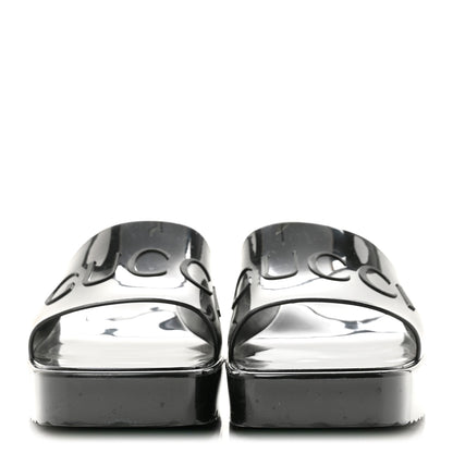 Gucci Rubber Gucci Logo Womens Platform 20/60mm Slide Sandals 38 Black 3 of 10