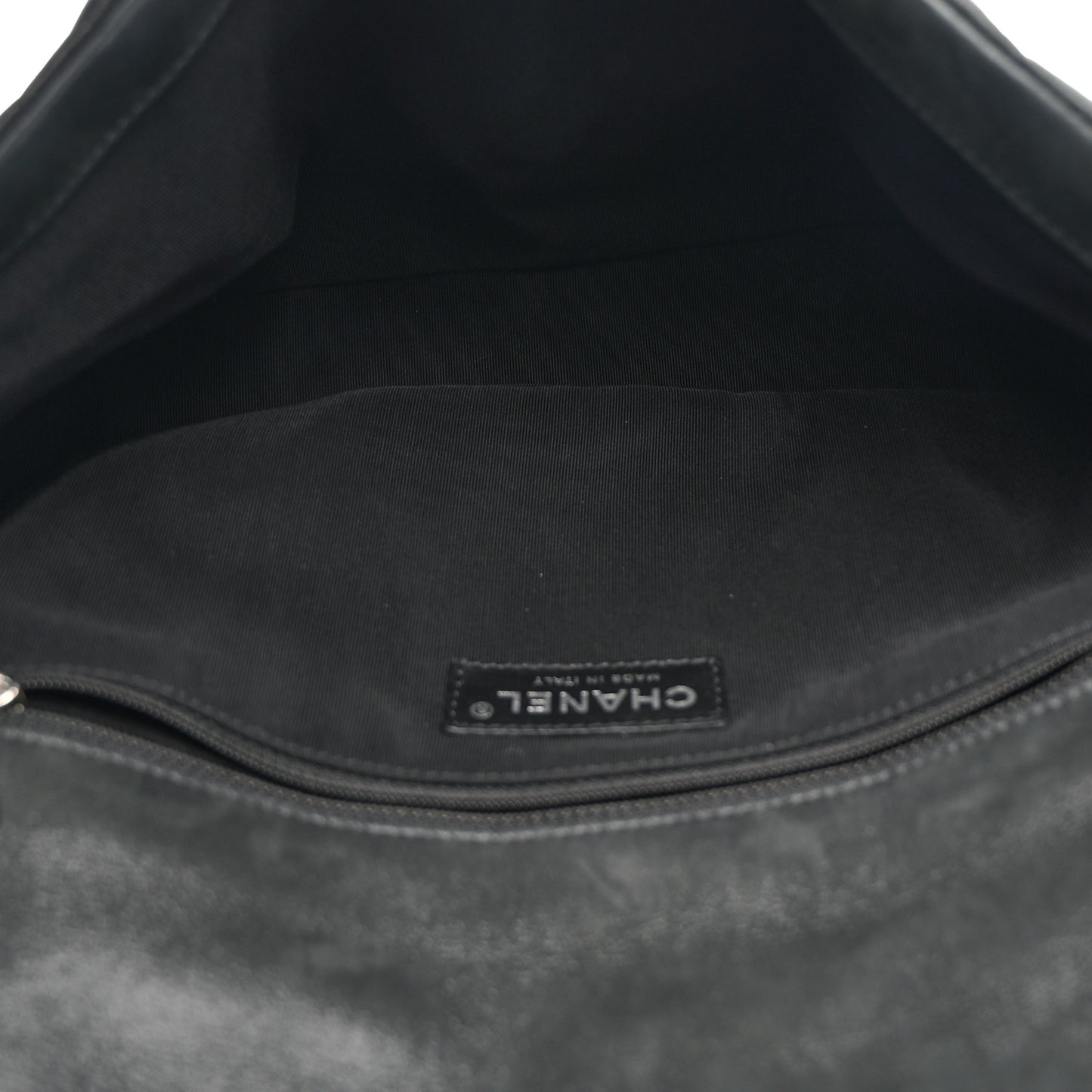 Iridescent Calfskin Quilted East West Flap Black