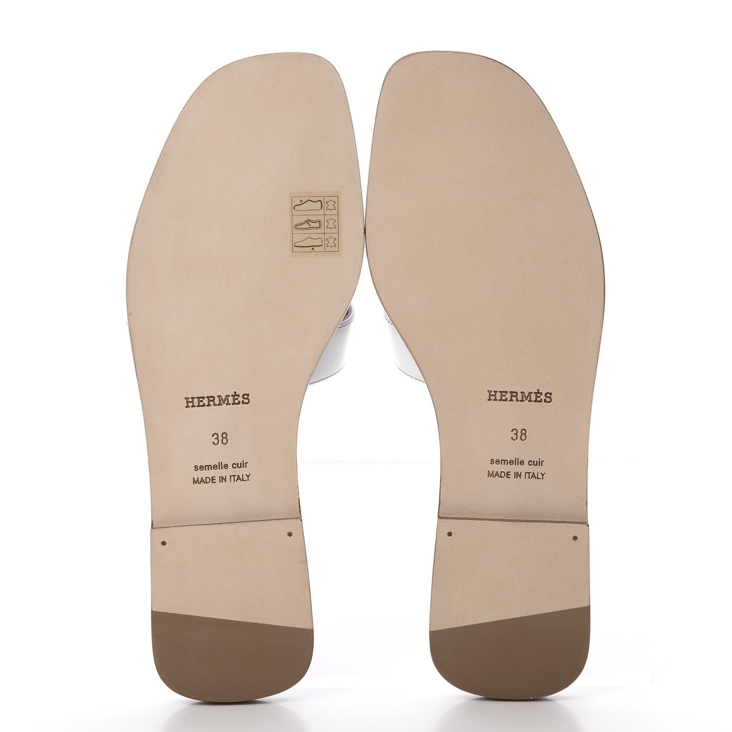 Hermes Box Calfskin Oran Sandals 38 White 5 of 7