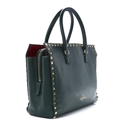Valentino Garavani Vitello Small Rockstud Top Handle Tote Deep Green 3 of 15