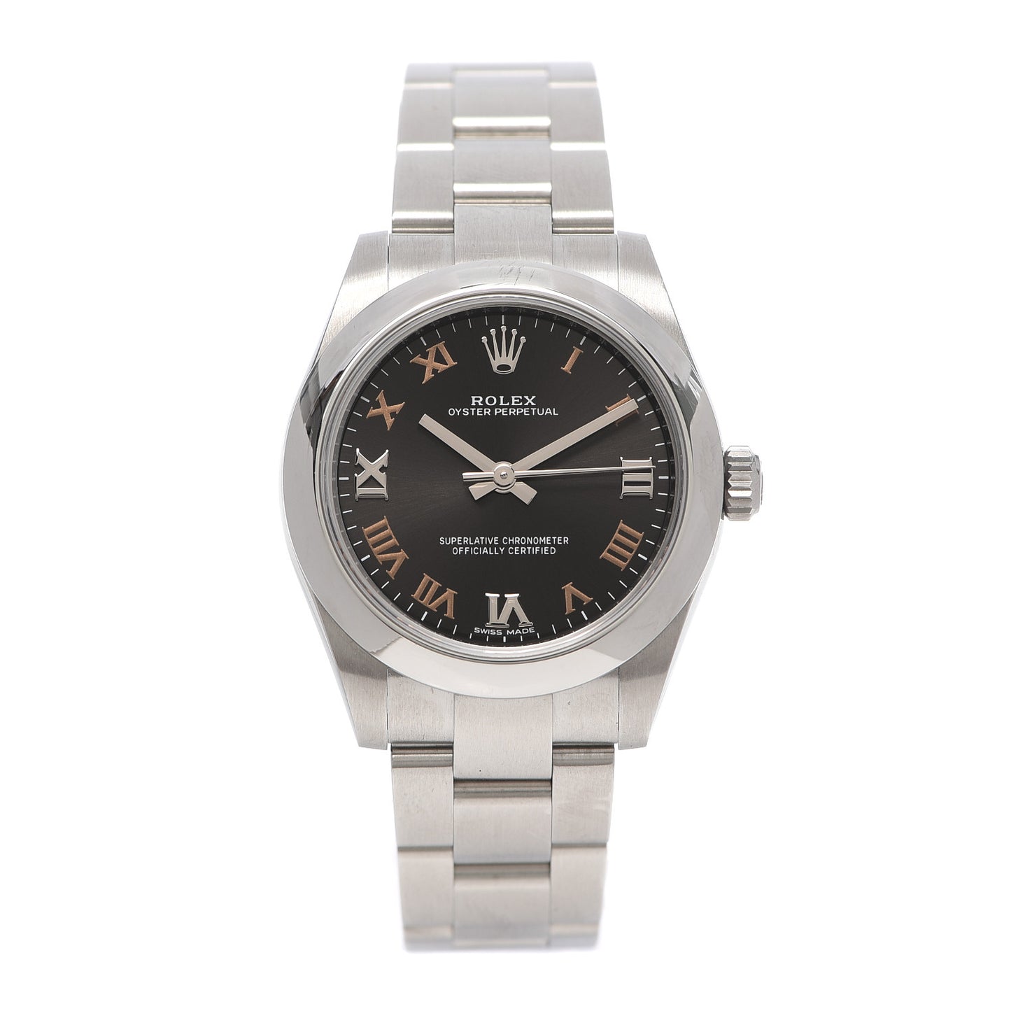 Stainless Steel 31mm Oyster Perpetual Watch Black Roman 177200