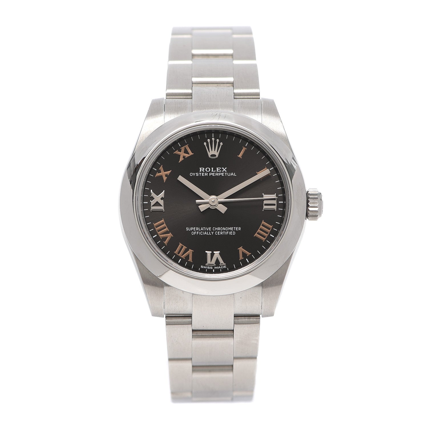 Rolex Stainless Steel 31mm Oyster Perpetual Watch Black Roman 177200 1 of 6