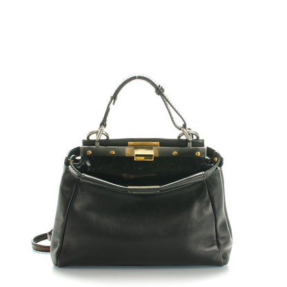Fendi Vitello Saddle Mini Peekaboo Iconic Satchel Black 1 of 6