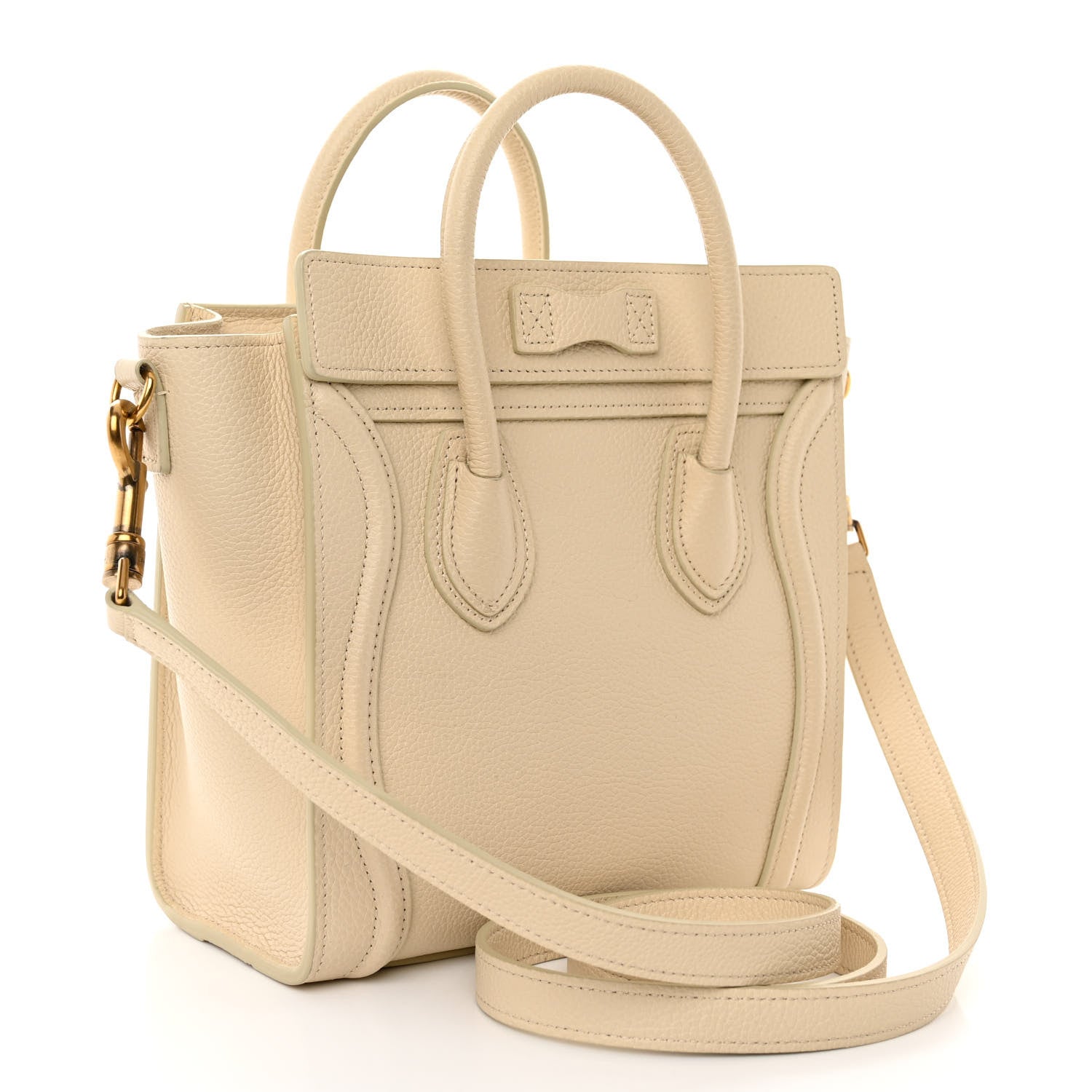 Celine Drummed Calfskin Nano Luggage Ivory 3 of 11