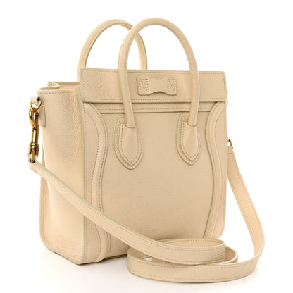 Celine Drummed Calfskin Nano Luggage Ivory 3 of 11