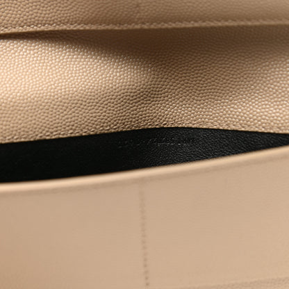 Saint Laurent Grain De Poudre Monogram Uptown Wallet Dark Beige 8 of 9