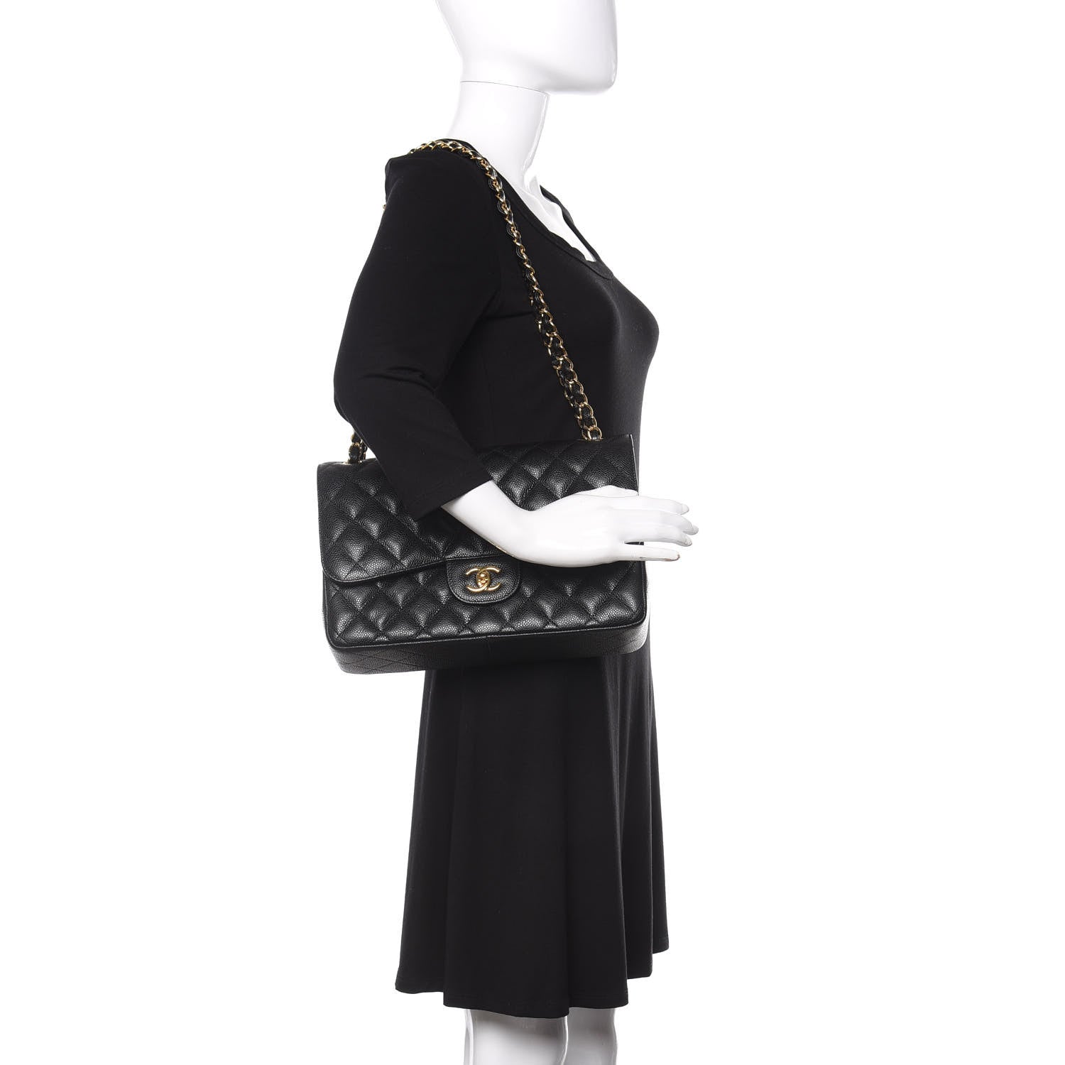 Chanel Caviar Quilted Jumbo Double Flap Black 2 of 12