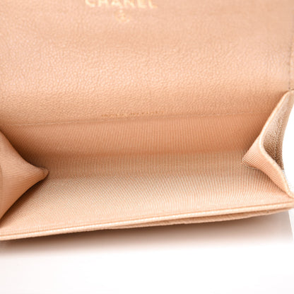 Chanel Iridescent Caviar Quilted Flap Card Holder Beige 5 of 9