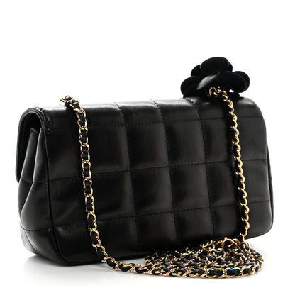 Chanel Lambskin Quilted Mini Chocolate Bar Camellia Flap Black 3 of 11