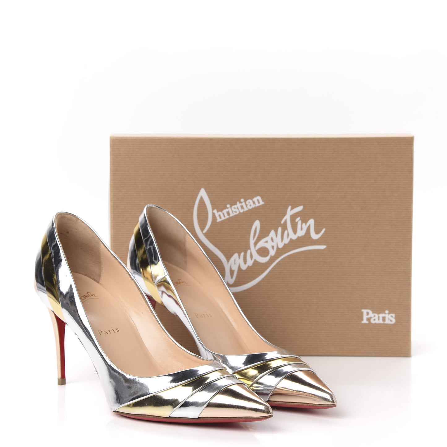 Nappa Patent Veau Mirror Eklectica 85 Pumps 39.5 Silver