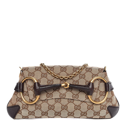 Gucci Monogram Horsebit Clutch Dark Brown 1 of 8