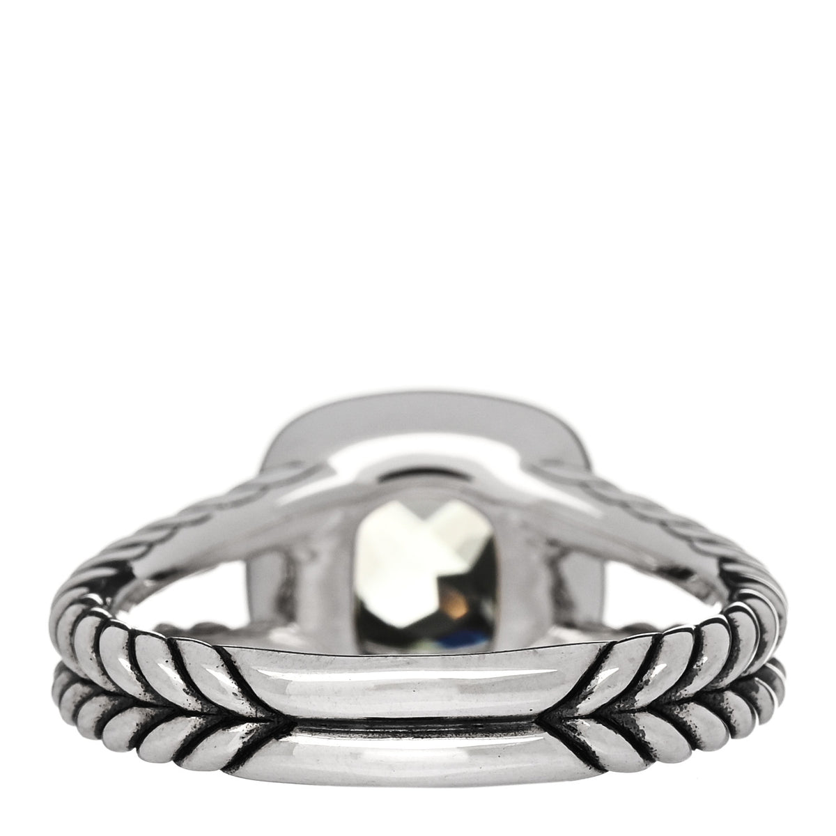 David Yurman Sterling Silver Diamond Prasiolite 7mm Petite Albion Ring 59 8.75 3 of 4