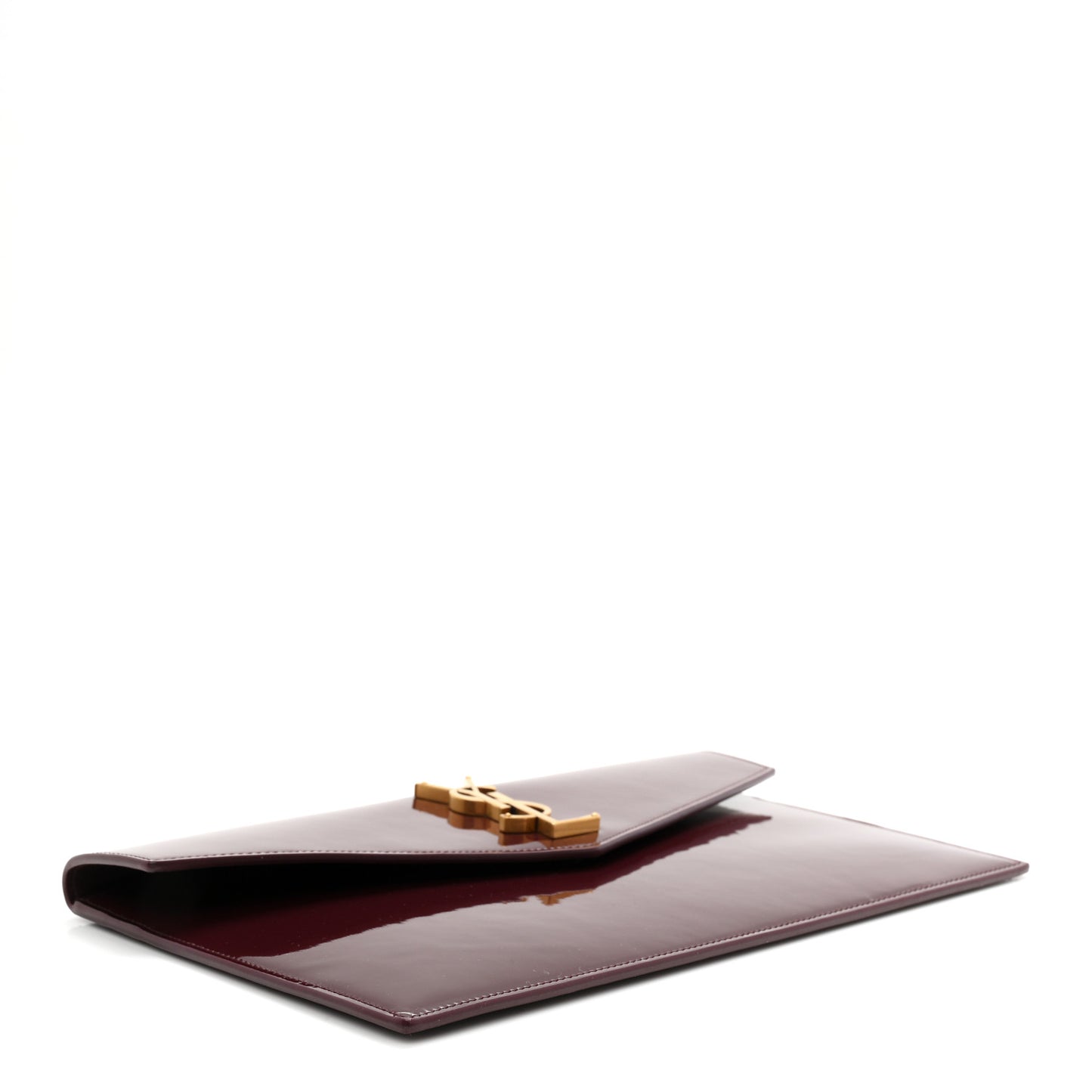 Patent Calfskin Monogram Uptown Clutch Dark Red Wine