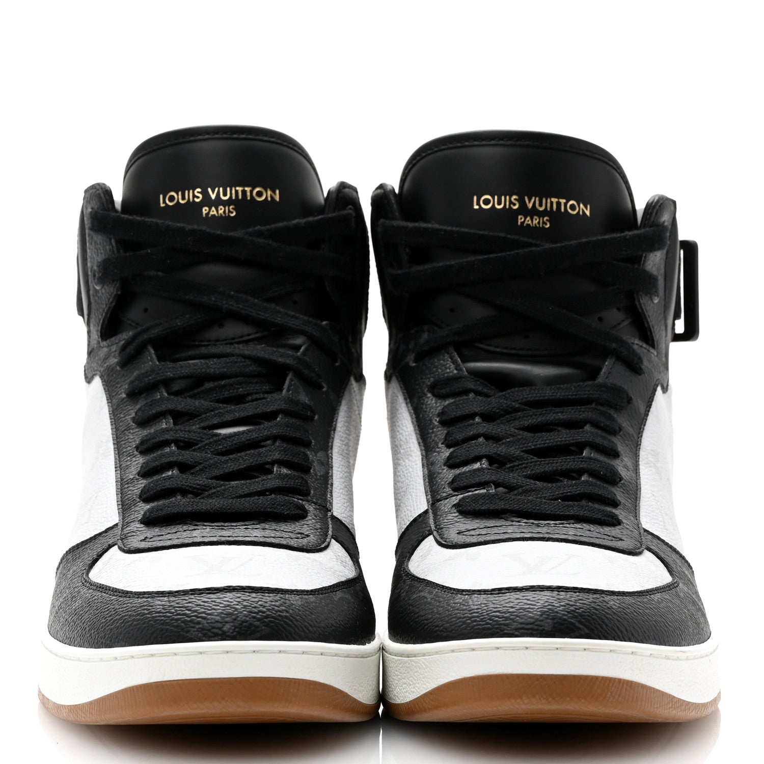 Louis Vuitton Calfskin Monogram Mens Rivoli High Top Sneakers 9 Black 2 of 9