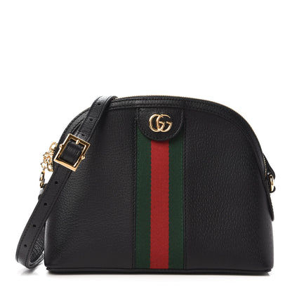 Gucci Calfskin GG Web Small Ophidia Dome Shoulder Bag Black 1 of 10