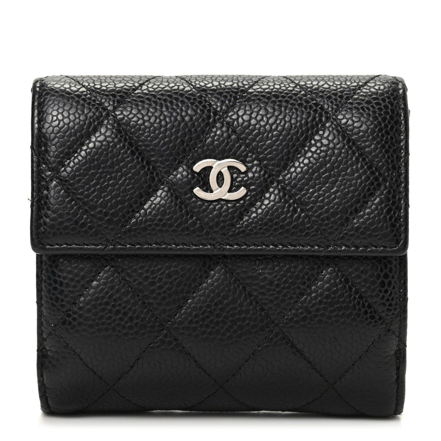 Chanel Caviar Quilted Compact French Flap Wallet Black 1 of 7