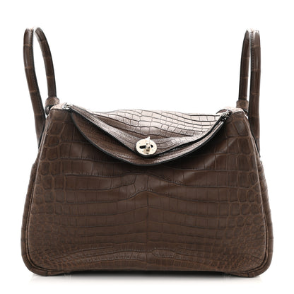 Hermes Matte Niloticus Crocodile Lindy 30 Chocolate 1 of 10