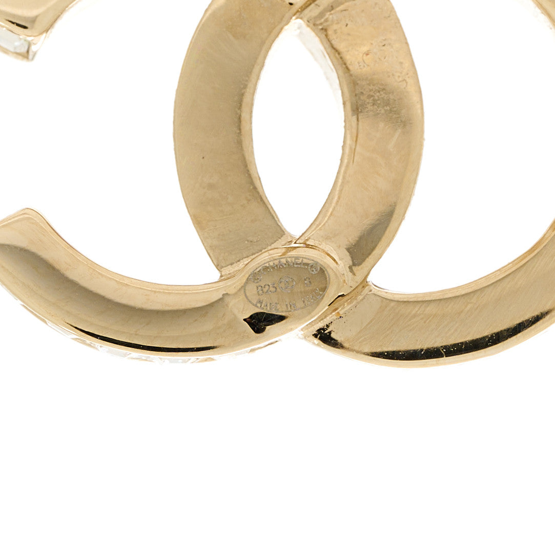 Metal Baguette Crystal CC Earrings Gold