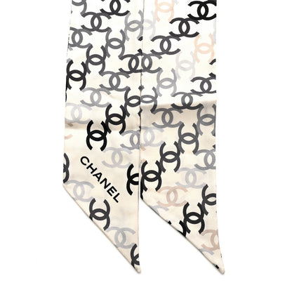 Chanel Silk CC Slim Bandeau Scarf Ecru Multicolor 2 of 3