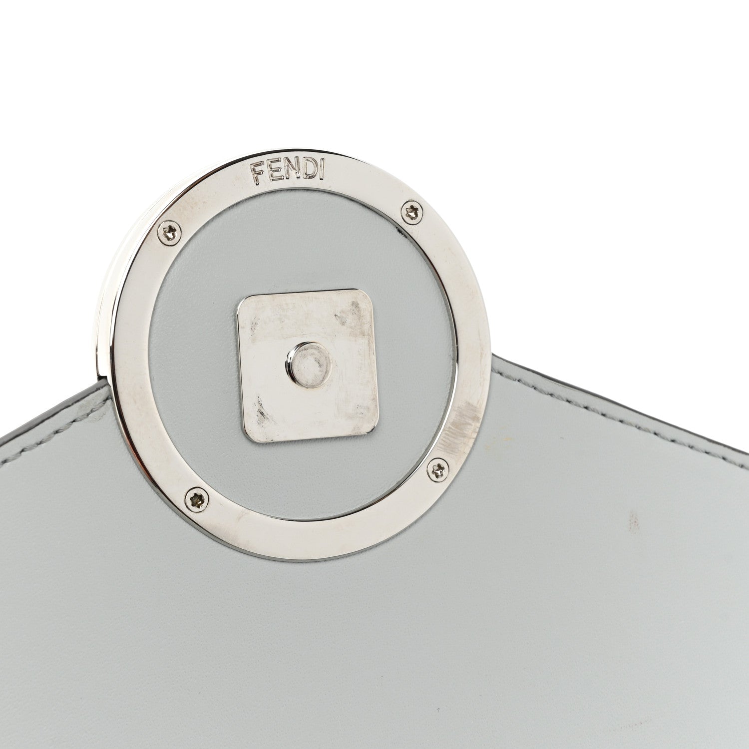 Fendi Vitello Liberty Crystal Embellished F is Fendi Medium Envelope Wallet on Chain Grigio Perla 11 of 14