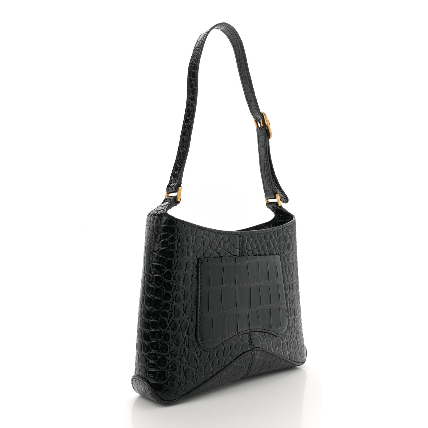 Shiny Super Supple Calfskin Crocodile Embossed Small XX Bag Black