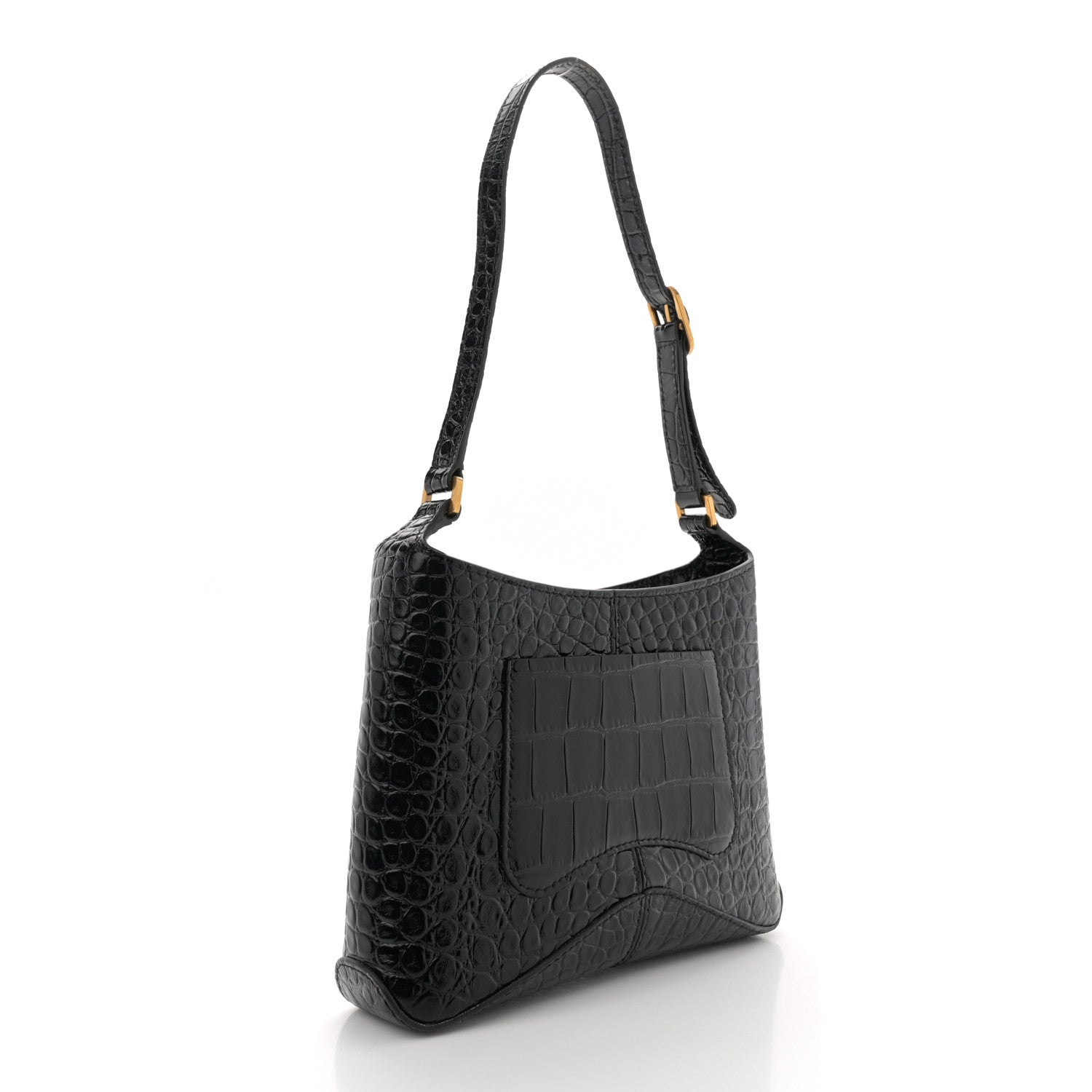 Balenciaga Shiny Super Supple Calfskin Crocodile Embossed Small XX Bag Black 3 of 10