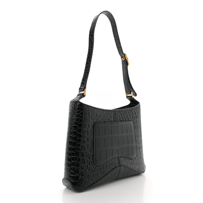 Balenciaga Shiny Super Supple Calfskin Crocodile Embossed Small XX Bag Black 3 of 10