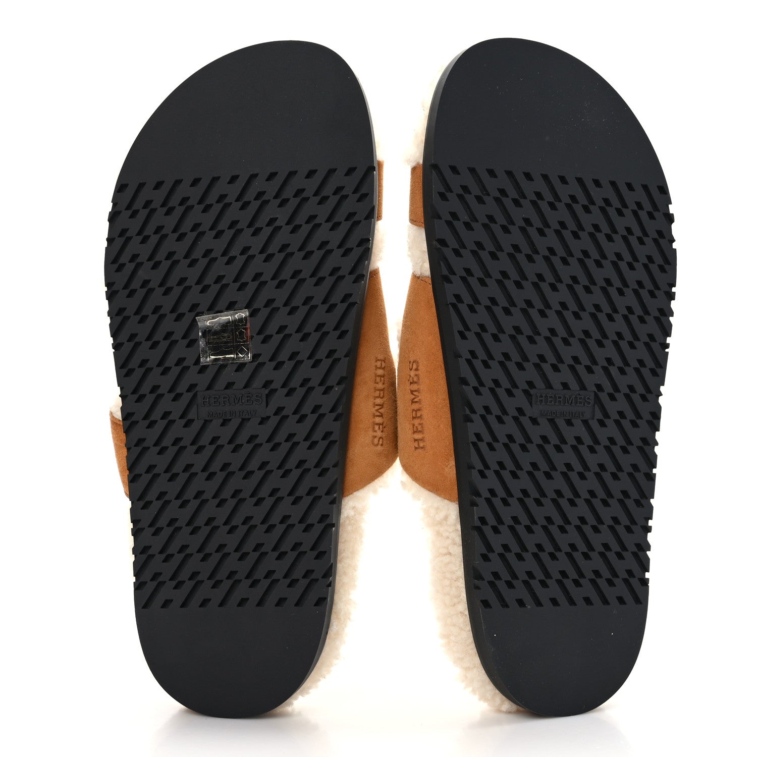Hermes Suede Goatskin Woolskin Womens Chypre Sandals 37 Brun Fume Ecru 7 of 8