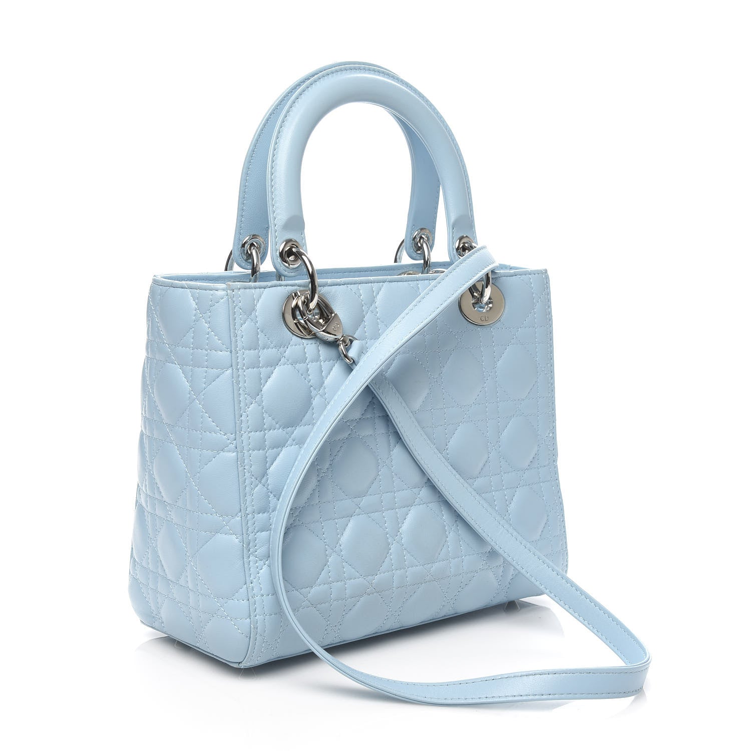 Christian Dior Lambskin Cannage Medium Lady Dior Light Blue 3 of 13