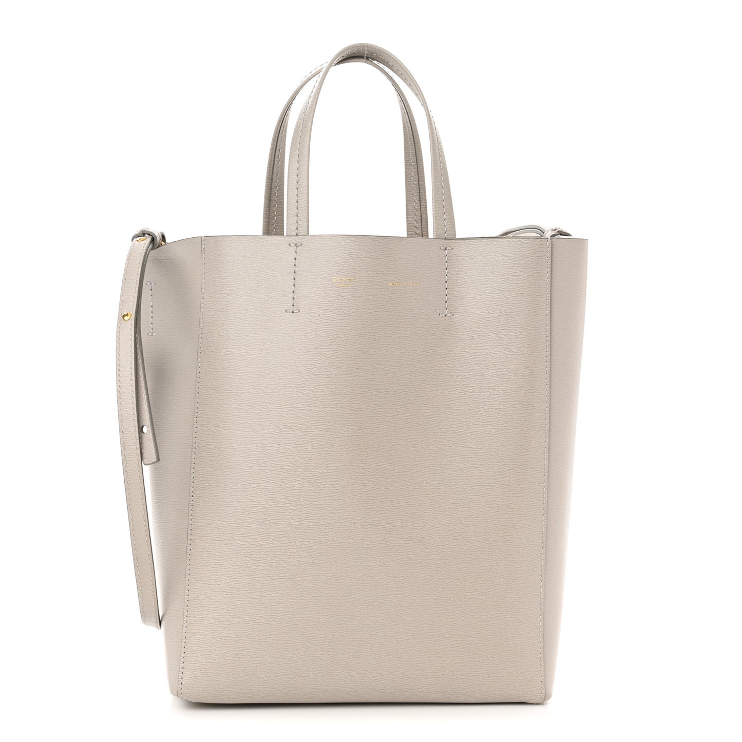 Grained Calfskin Small Vertical Cabas Clay
