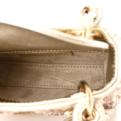 Christian Dior Metallic Lambskin Cannage Beaded Embroidered Micro Lady Dior Gold 5 of 14