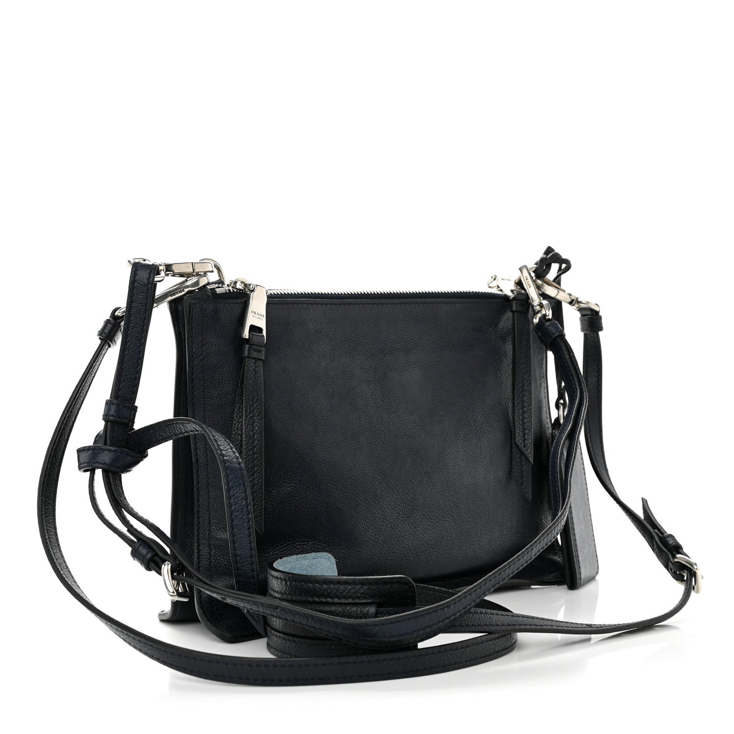 Prada Glace Calf Etiquette Crossbody Black Astrale 3 of 13
