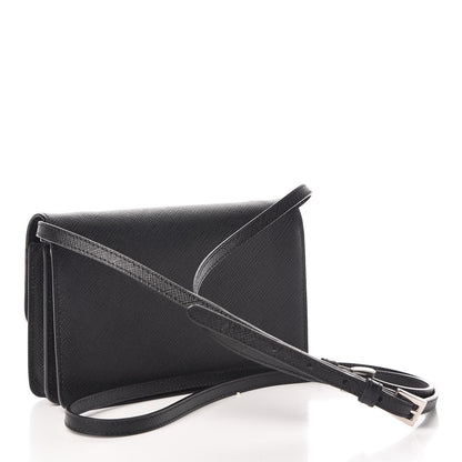 Prada Saffiano Crossbody Wallet Black 3 of 9