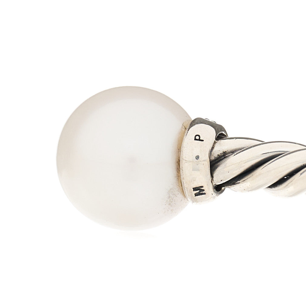 Sterling Silver Diamond Pearl 9mm Solari Bracelet