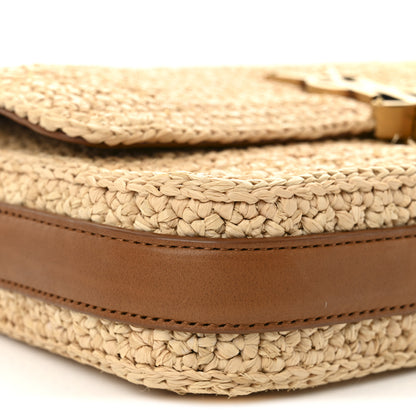 Saint Laurent Raffia Calfskin Medium Monogram Solferino Satchel Naturale Brick 9 of 10