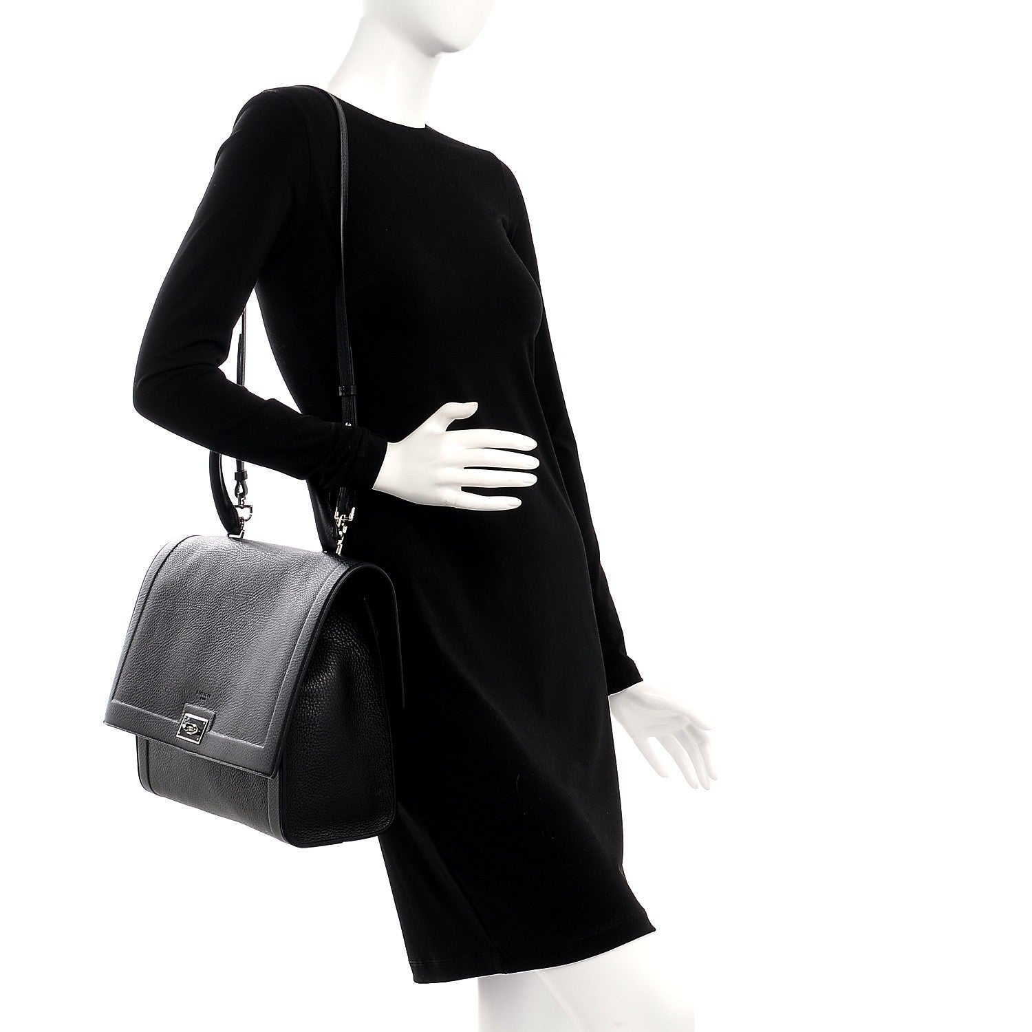 Givenchy Grained Calfskin Medium Shark Lock Satchel Black 2 of 8