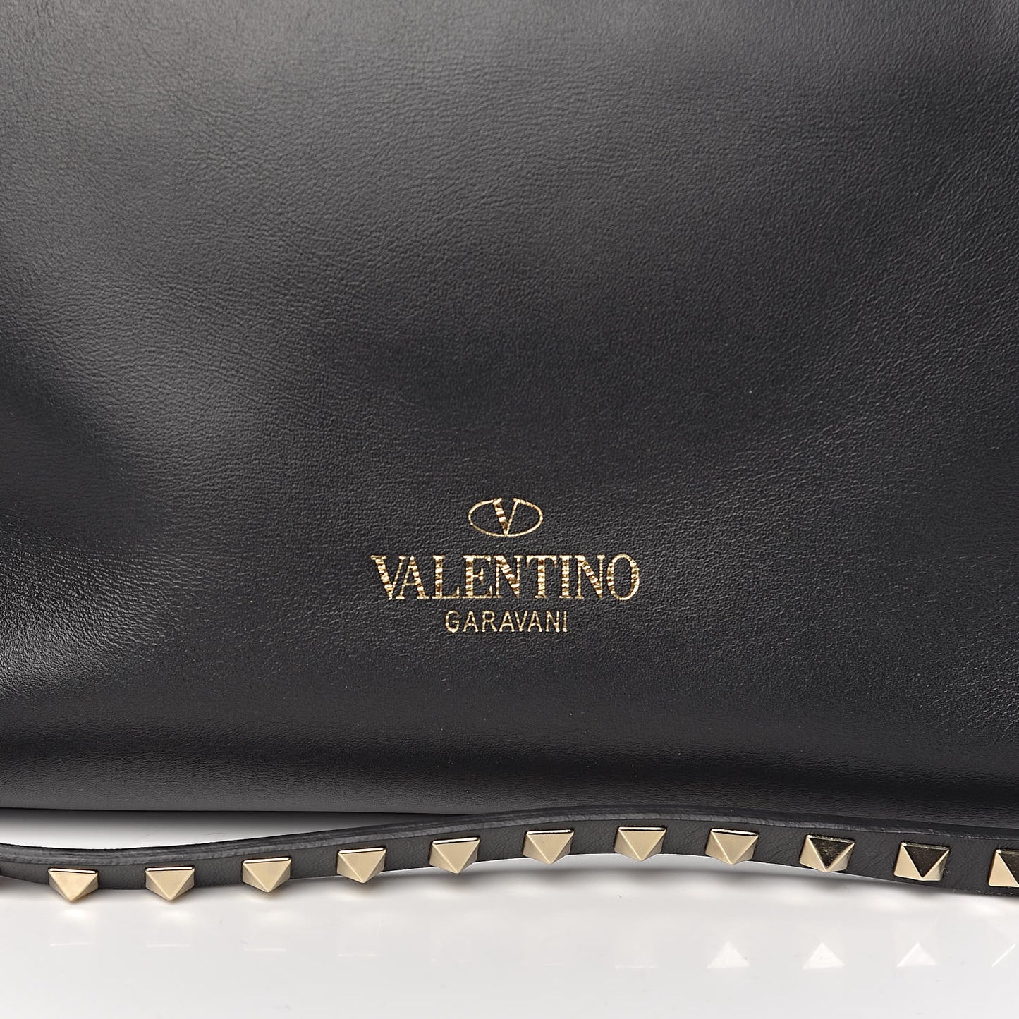 Vitello Rockstud Double Handle Tote Black