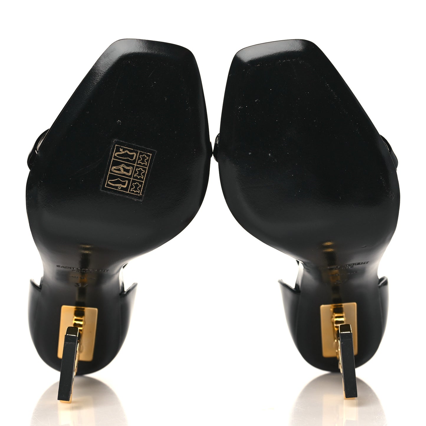 Patent Calfskin Opyum 110 Sandals 37 Black Gold