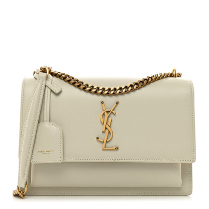 Saint Laurent Calfskin Medium Monogram Sunset Satchel Blanc Vintage 1 of 9