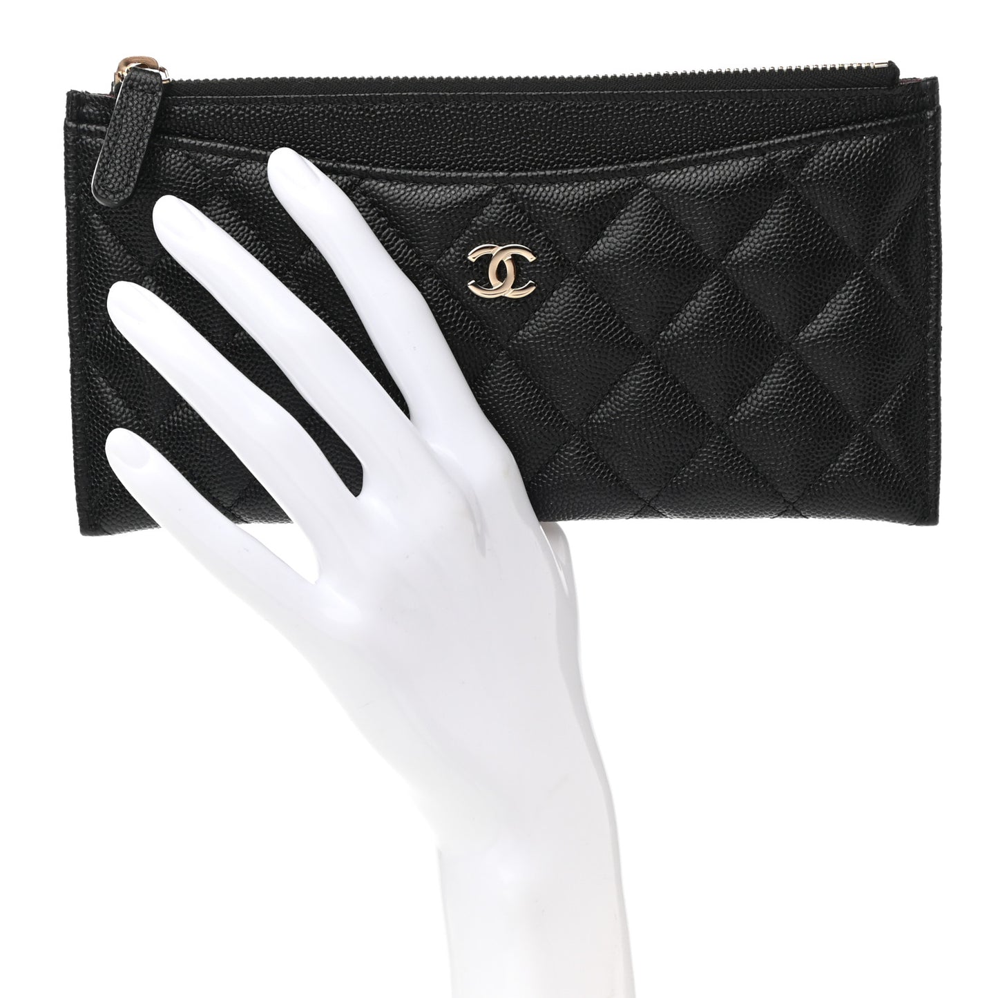 Caviar Quilted Classic Zip Pouch Black