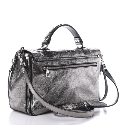Proenza Schouler Metallic Paper Lambskin Medium PS1 Plus Zip Satchel Dark Silver 3 of 11