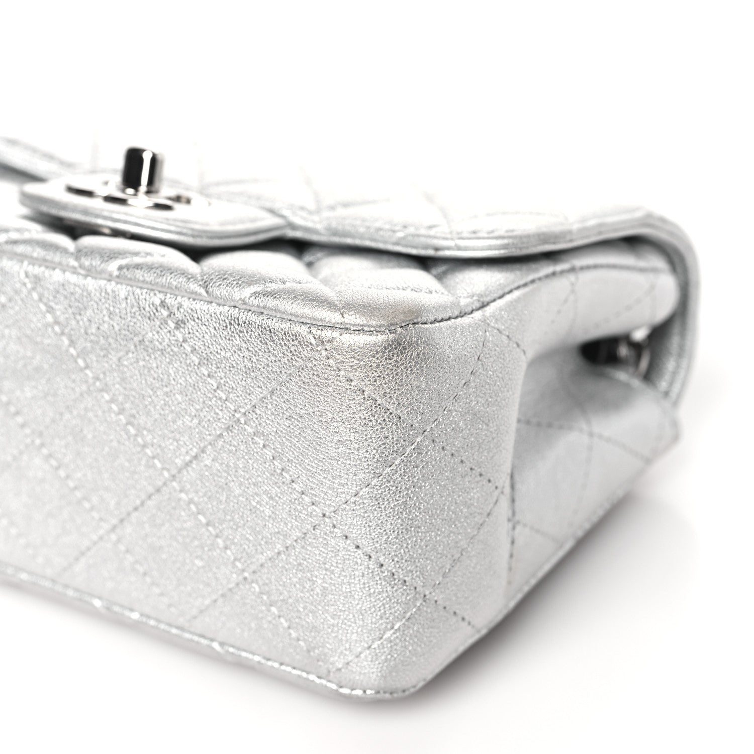 Chanel Metallic Lambskin Quilted Mini Square Flap Silver 10 of 11