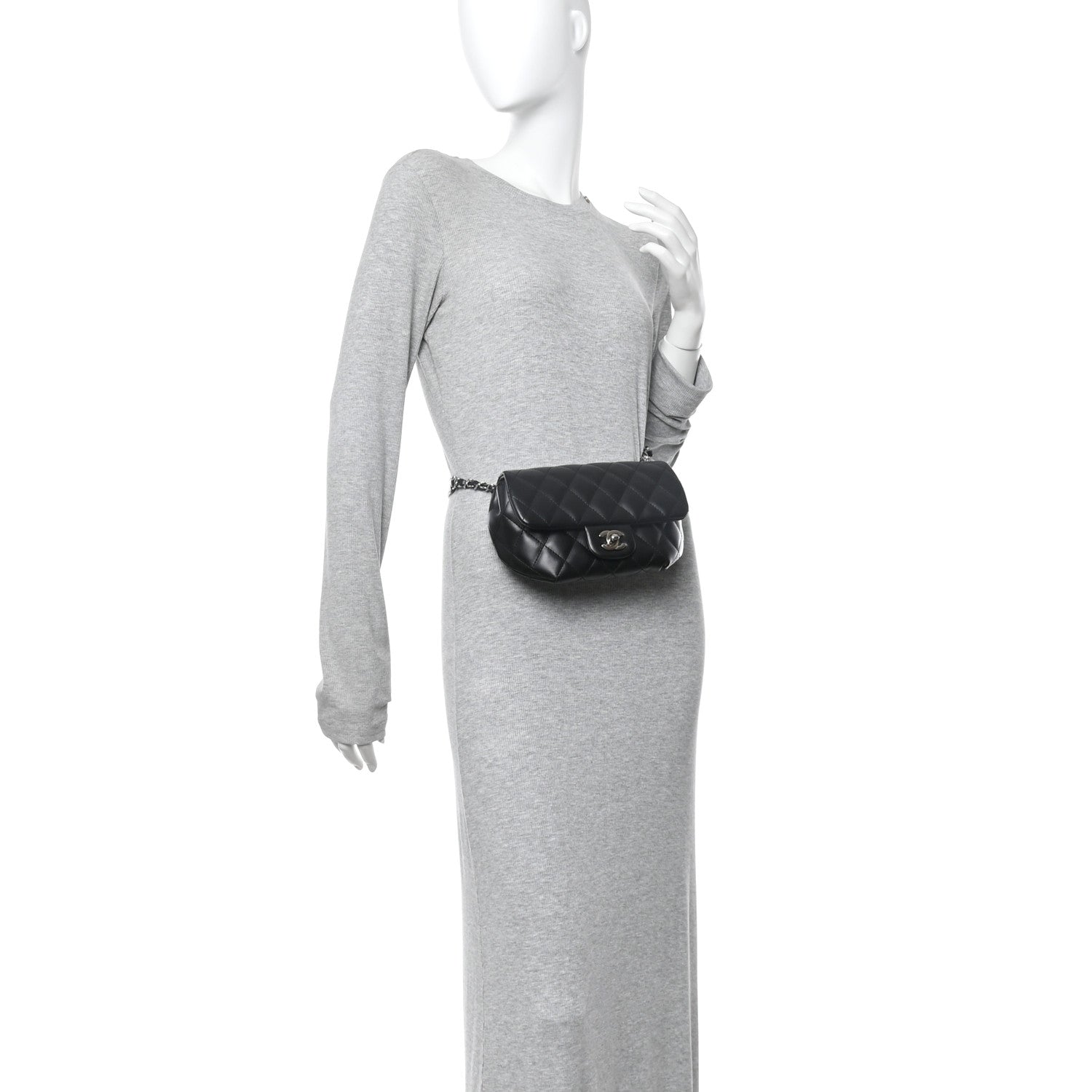 Chanel Calfskin Quilted CC Uniform Flap Belt Bag Black 2 of 11