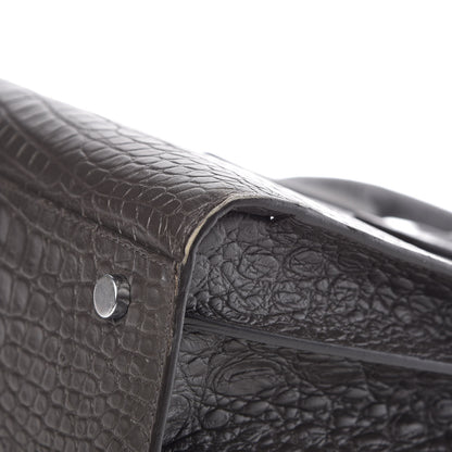 Saint Laurent Calfskin Crocodile Embossed Small Sac De Jour Coal 11 of 12