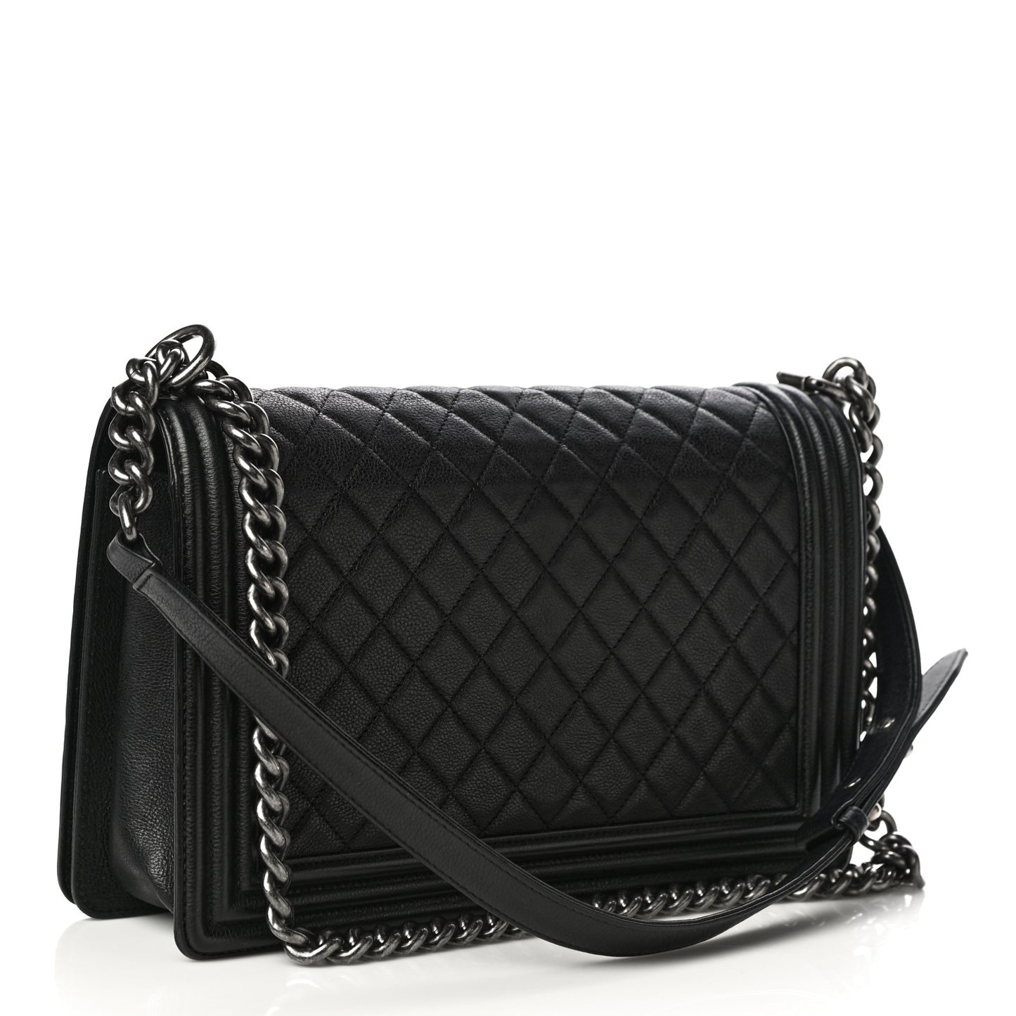 Grained Calfskin Quilted New Medium Boy Flap Black