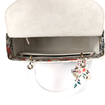Christian Dior Calfskin Jardin D'Hiver Printed Medium Lady Dior White Multicolor 5 of 11