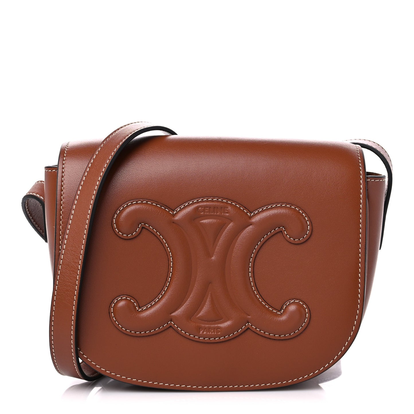 Smooth Calfskin Cuir Triomphe Folco Crossbody Bag Tan
