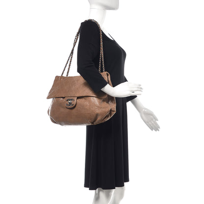 Chanel Grained Calfskin Quilted Maxi Elastic Flap Taupe 2 of 14