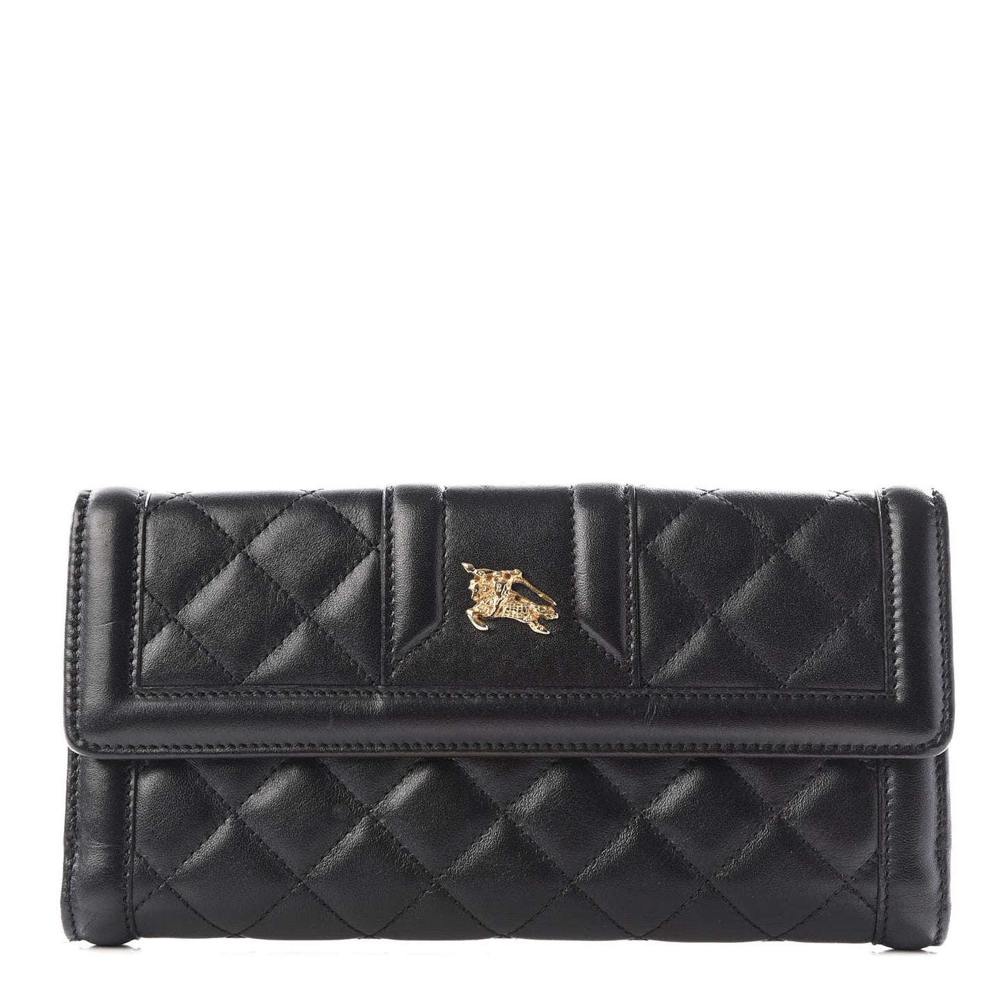 Calfskin Quilted Continental Wallet Black