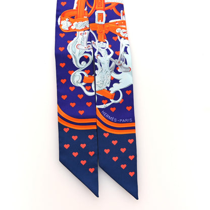 Hermes Silk Brides de Gala Love Twilly Ultraviolet Orange Marine 2 of 4